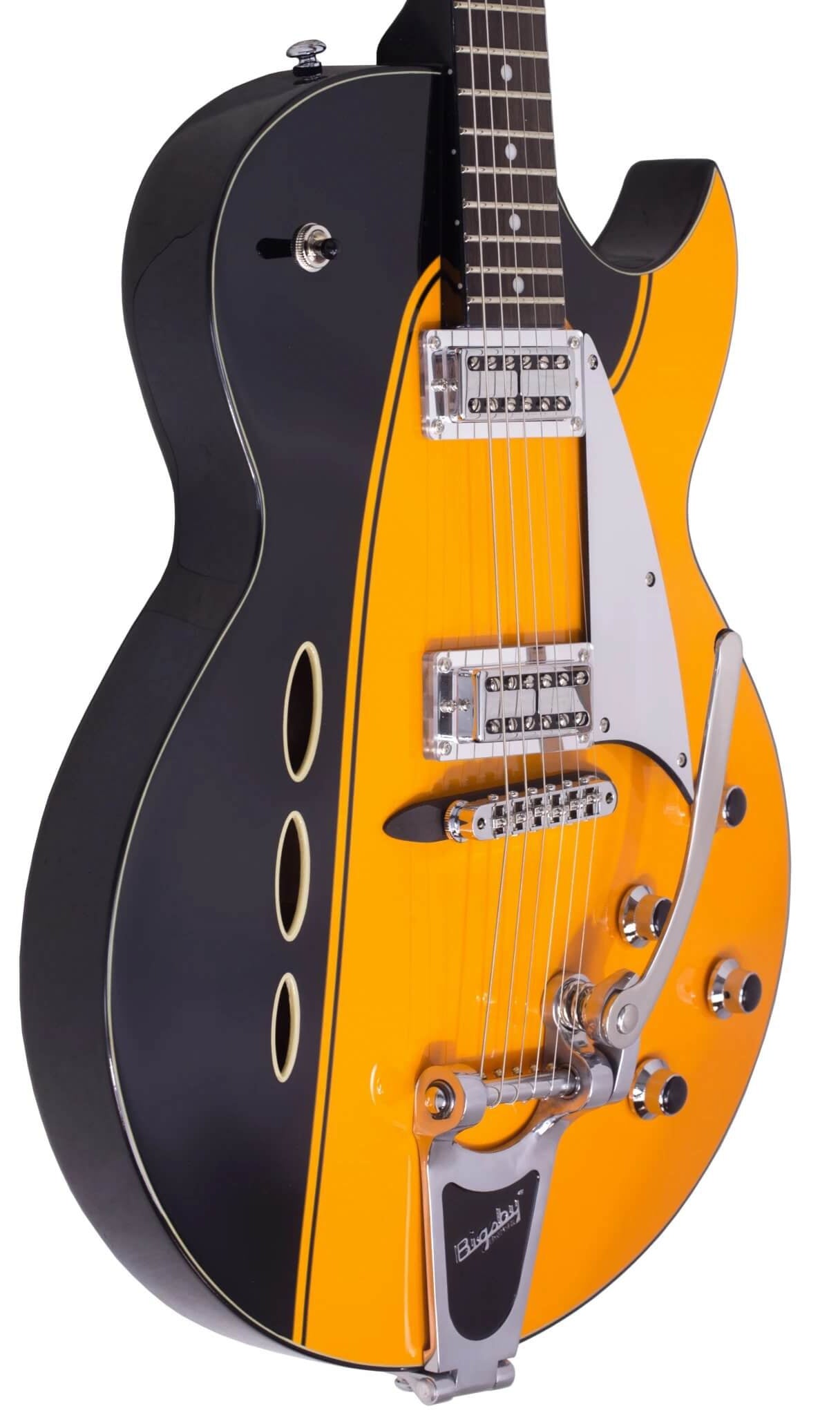 Eastwood Guitars Backlund Rockerbox II DLX Orange #color_black-orange