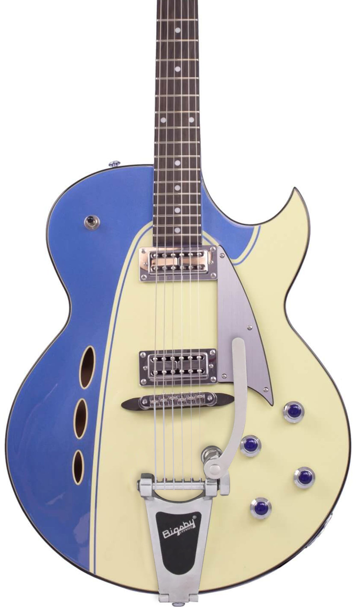 Eastwood Guitars Backlund Rockerbox II DLX Cadillac Green #color_blue-creme